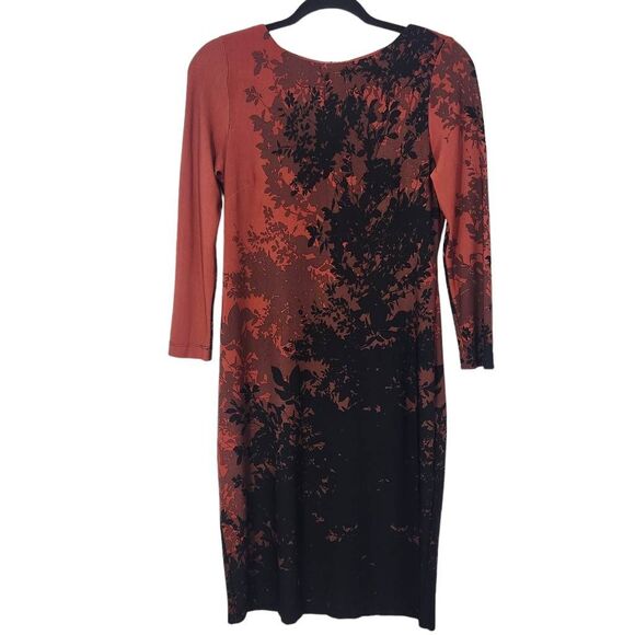 Just Taylor Red and Black Sheath Dress Size 2 Black and Red Print Dress - Picture 1 of 9